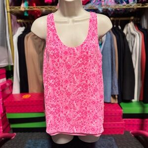 Lilly Pulitzer Florin Scoop Neck Tank Top - Pink Shandy Invest A Gator (Size XS)